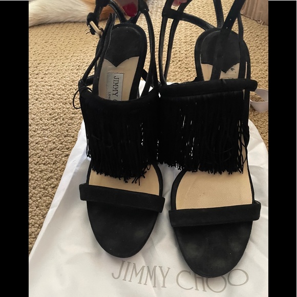Jimmy Choo Tassel Heels in Black Suede - Picture 4 of 7